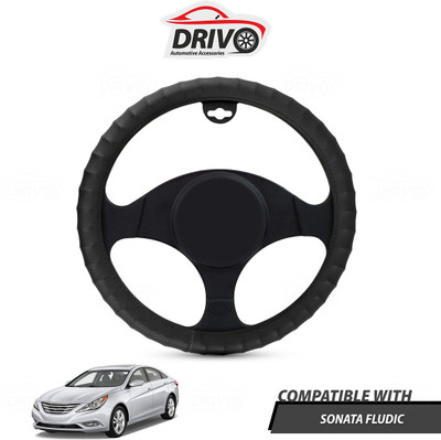 Drivo Steering Cover For Hyundai Sonata Fluidic(Black, Leatherite)