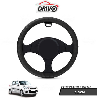 Drivo Steering Cover For Maruti Alto K10(Black, Leatherite)