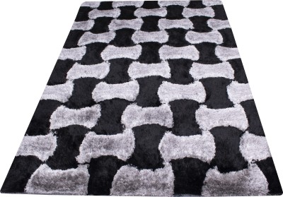 Woolpik Black Polyester Carpet(4 ft,  X 6 ft, Rectangle)