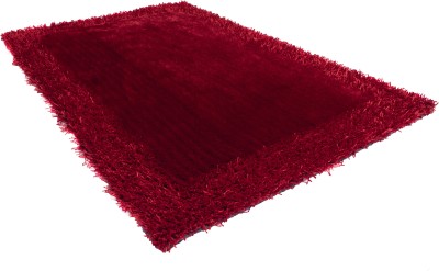Woolpik Maroon Polyester Carpet(5 cm,  X 7 cm, Rectangle)