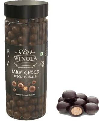 Winola Milk Choco Biscuit Balls- Chocolate Munchies for Cake Decoration (150 gm) Cream Cracker Biscuit