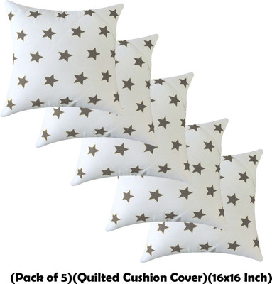 Linenovation Polycotton Cushions Cover(40.64 cm*40.64 cm, Pack of 5, Grey)