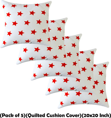 Linenovation Polycotton Cushions Cover(50.8 cm*50.8 cm, Pack of 5, Red)