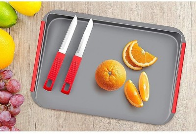 Dherik Tradworld 2 in 1 Cut and Chop Plastic Chopping ,Cutting Board with 2 knife Plastic Cutting Board(Multicolor Pack of 1 Dishwasher Safe)