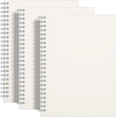 INNAXA Blank Notebook Spiral 3 Pack - A5 Unlined Notebook with Clear Hardcover A5 Notebook plane 160 Pages(White, Pack of 3)