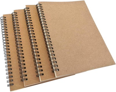 INNAXA Spiral Notebook Journal, Wire-bound Ruled Book NotePad A5 Notebook Ruled 100 Pages(Brown Ruled, Pack of 4)