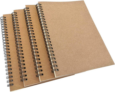 INNAXA Spiral Notebook Journal, Wire-bound Ruled Book NotePad A5 Notebook Ruled 100 Pages(Brown Ruled, Pack of 4)