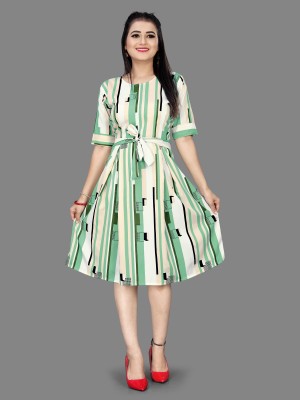 SHIVAY FASHION Women A-line Green Dress