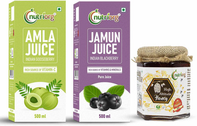 Nutriorg Amla Juice 500ml & Jamun Juice 500ml with C Combo(Amla Juice 500ml & Jamun Juice 500ml, honey 250gm)