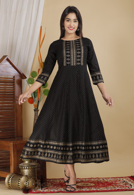 SHREEMEERA Women Maxi Black Midi/Calf Length Dress