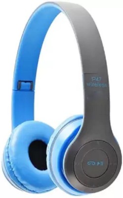 Uborn Wireless Bluetooth Portable Headphones with Mic, Stereo Fm, Memory Card Support Bluetooth Headset(Blue, On the Ear)