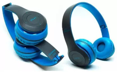 RECTITUDE PORTABLE BLUETOOTH SPORTS HEADPHONE WITH AUX,MP3 FOR MUSIC &GAMING,IN BUILD MIC. Bluetooth & Wired(Blue, On the Ear)