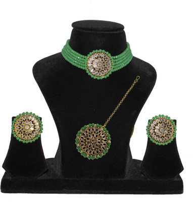 Nifty Crystal Gold-plated Green Jewellery Set(Pack of 1)