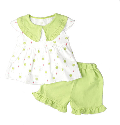 Bold N Elegant Baby Girls Casual Top Shorts(Green)