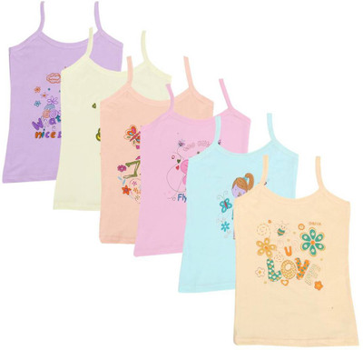 Paryag Hosiery Camisole For Baby Girls(Multicolor, Pack of 6)