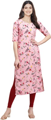 EthnicBasket Women Printed Straight Kurta(Pink)