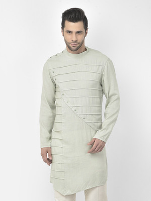 DEYANN Men Self Design Asymmetric Kurta(Light Green)