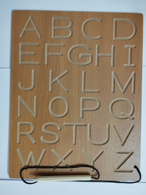 DgCrayons Wooden Alphabet Laminated Tracing Board Slate with Dummy Pencil for Kids(Brown)