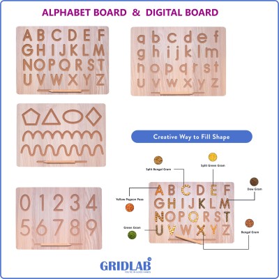 Gridlab Learning & Educational Wooden Alphabet and Numeric & Patten Board Toys for kids(Brown)