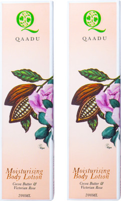 Qaadu Moisturising Body Lotion |Cocoa Butter And Victorian Rose (200 ml){Pack of 2}(200 ml)