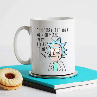 craft maniacs RICK & MORTY MUGS - OPINION MEANS LITTLE 350 ML COFFEE / TEA MUG Ceramic Coffee Mug(350 ml)