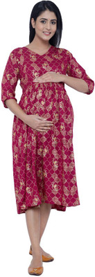 Lakshita Enterprises Women Maternity/Nursing Nighty(Multicolor)