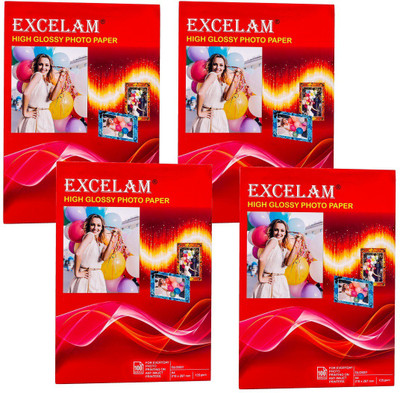 Excelam Super Glossy Series UnRuled A4 135 gsm A4 paper(Set of 4, White)