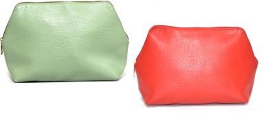 MPK PERFECT Green & Red Combo Women's Pu Leather Cosmetic Bag Pack of-2(GR) Pouch