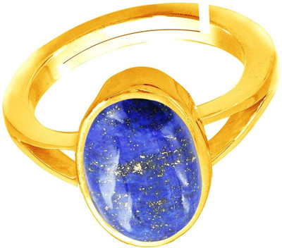 EVERYTHING GEMS 6.00 Ratti / 5.45 Carat Blue Lajward Stone Ring Brass Lapis Lazuli Gold Plated Ring