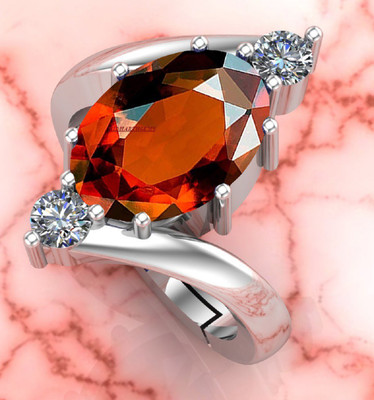 Sidharth Gems 11.25 Ratti /10.00 Carat Natural Gemstone Gomed Hessonite Adjustable Ring Brass Garnet Silver Plated Ring