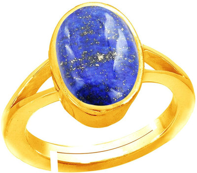 EVERYTHING GEMS Brass Lapis Lazuli Gold Plated Ring