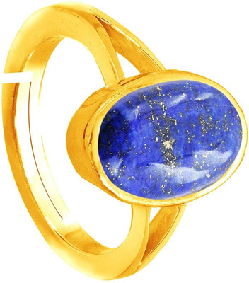 EVERYTHING GEMS 7.00 Ratti / 6.25 Carat Blue Lajward Stone Ring Brass Lapis Lazuli Gold Plated Ring