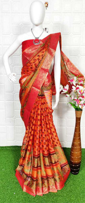 Kalpana creation Printed Bollywood Brasso, Chiffon Saree(Red)