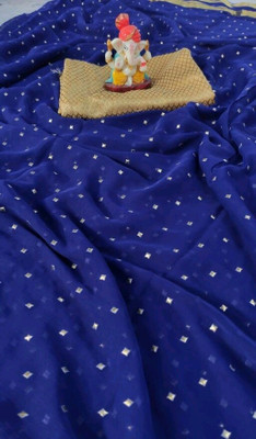 JV ENTERPRISE Striped Bollywood Chiffon Saree(Blue)