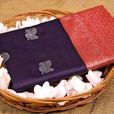 Amrut Collection Woven Banarasi Jacquard Saree(Purple)