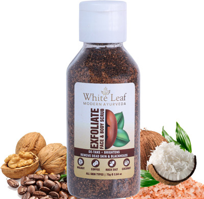 White Leaf Exfoliate Walnut Scrub 75g For Face &Body With Coffee & Coconut Scrub(Pack Of 1) Scrub(75 g)
