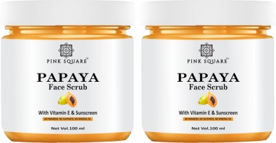 Pink Square Papaya facial scrub for Bright Skin Combo pack of 2 jar of 100g (200gm) Scrub(200 g)