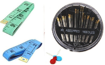Kunfaya 2 Measuring Tape + 1Pc Hand Sewing Needle Compact ( 2 Thread Pick ) Sewing Kit