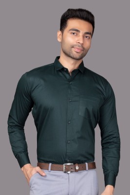 BLUE FER FASHION Men Solid Casual Green Shirt