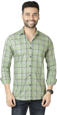 5TH ANFOLD Men Checkered Casual Green Shirt