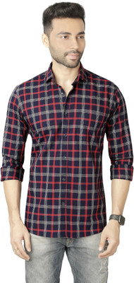 5TH ANFOLD Men Checkered Casual Grey Shirt