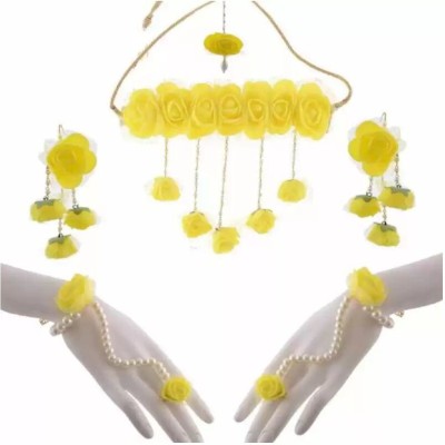 style revolver Fabric Yellow Jewellery Set(Pack of 1)