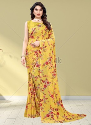 Dori Printed Bollywood Georgette Saree(Yellow)
