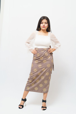 clothcafe Self Design Women A-line Grey Skirt