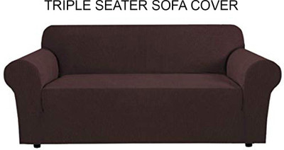 HOUSE OF QUIRK Polyester Plain 3 Seater Sofa Cover(Brown Pack of 1)