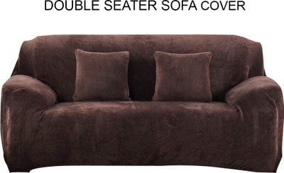 HOUSE OF QUIRK Polyester Plain 3 Seater Sofa Cover(Brown Pack of 1)