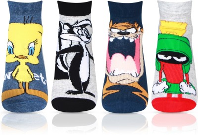 BONJOUR Looney Tunes Cartoon/ Character Ankle Length Socks for Kids Girls Printed Ankle Length(Pack of 4)