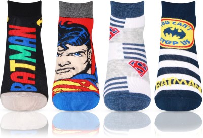 BONJOUR Superman Batman Superhero Character Ankle Length Socks for Kids Boys Printed Ankle Length(Pack of 4)