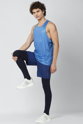 VAN HEUSEN Printed Men Round Neck Blue T-Shirt