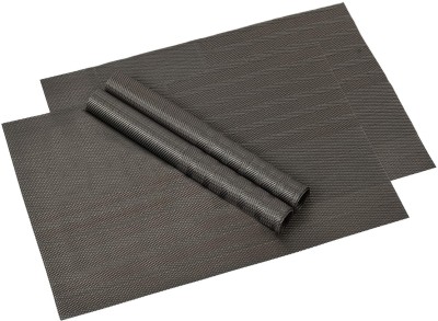 YELLOW WEAVES Rectangular Pack of 4 Table Placemat(Grey, PVC)